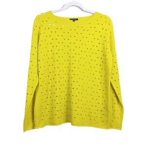 Lafayette 148 New York Cashmere Sweater Womens Small Chartreuse Lagenlook Luxury